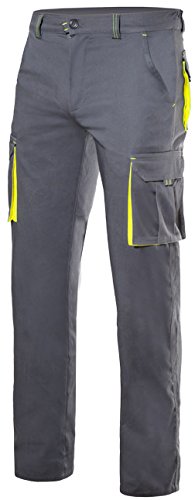 Velilla 103008S/C8-20/T42 Pantalones, Gris y amarillo fluorescente, 42