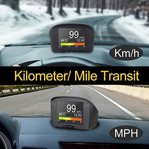 Velocímetro digital OBDII KMH/MPH sobrevelocidad Alarma automática Código de error común Escáner con pantalla LCD para 12V La mayoría de los vehículos diesel