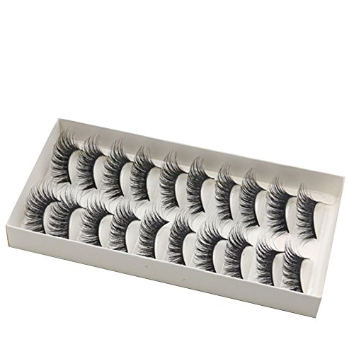 VENMO 10 Pares de Gruesos Cruzados de Largo Partido Pestañas Falsas Banda Negra Pestañas de Ojos Falsos