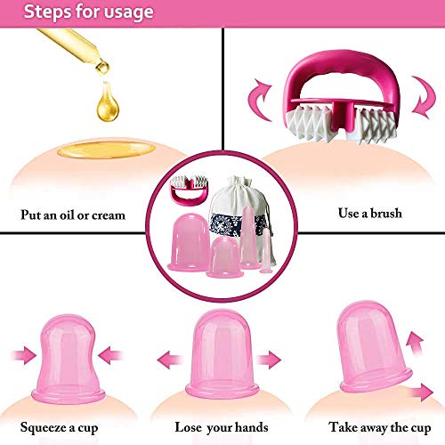 Ventosas de Vacío de Terapia, Ventosa Anticelulitica, Masajeador Anticelulítico, Tazas de Catación Masaje del Cuerpo, Leobks Conjunto de Ventosa Celulitis, Ventosas faciales para piel Anticelulítica