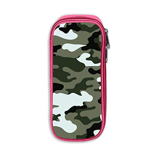 Verde Camuflaje Lápiz Bolígrafo Estuche Bolsa Bolsa Papelería estudiantil Oficina Cosmética Maquillaje Bolsa Almacenamiento Rosa