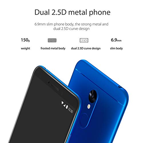 Vernee M6 Teléfono Móvil Android, Pantalla 5.7 Pulgadas, 3300 mAh, 4GB RAM+64GB ROM, Cámara Doble 16MP+13MP, Desbloqueo Rápido Huella, Dual SIM y Dual Navegación, Smartphone Libre 4G - Azul