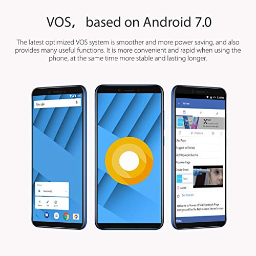 Vernee M6 Teléfono Móvil Android, Pantalla 5.7 Pulgadas, 3300 mAh, 4GB RAM+64GB ROM, Cámara Doble 16MP+13MP, Desbloqueo Rápido Huella, Dual SIM y Dual Navegación, Smartphone Libre 4G - Azul