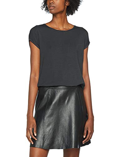 Vero Moda Vmava Plain SS Top Ga Noos Camiseta, Gris (Asphalt Asphalt), 40 (Talla del Fabricante: Medium) para Mujer