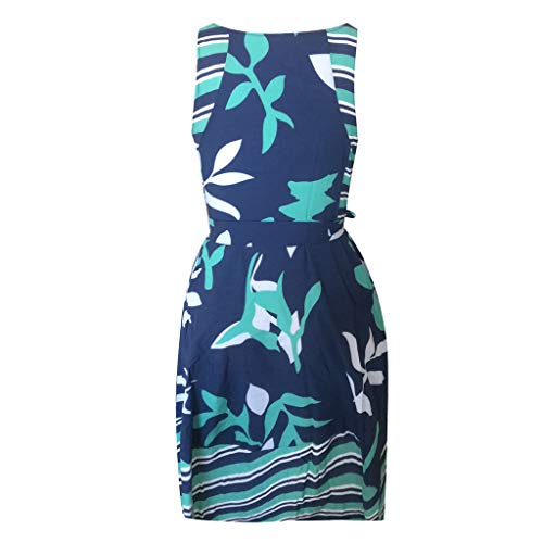 Vestido con Estampado Vintage de Tirantes con Volantes de Playa para Mujer Sexy Vestido de Fiesta Sin Manga Verano Casual Vestido de Noche Estampado de Geometría Halter Playa Falda