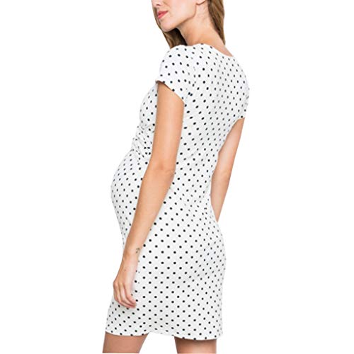 Vestido de lactancia de IFFEI para mujeres lactancia embarazo lunares manga corta cuello en V vestido midi