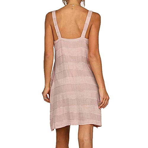 Vestido sin Mangas de Rayas con Cuello en V Vestido Largo con Bolsillo de algodón con Cuello en V de Las Mujeres-Mujer Medieval Vestido De Fiesta Elegantes Fiesta Ropa De Ancho Manga Largas para