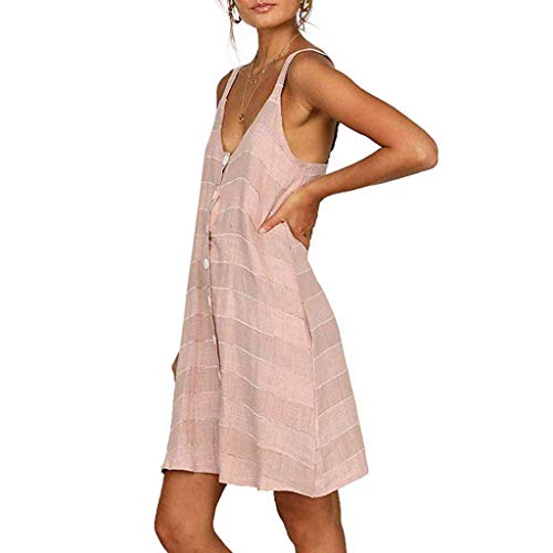 Vestido sin Mangas de Rayas con Cuello en V Vestido Largo con Bolsillo de algodón con Cuello en V de Las Mujeres-Mujer Medieval Vestido De Fiesta Elegantes Fiesta Ropa De Ancho Manga Largas para