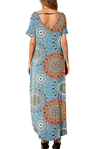 Vestidos Mujer Casual Playa Largos Verano Floral Vestido Boho Hendidura Falda Larga Maxi Vestido Playeros Bluefloral S