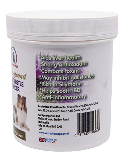 Vet's Advantage Polvo de Cardo de Leche Molido 100% Puro - para la Salud del Hígado y Desintoxicación a Perros y Gatos