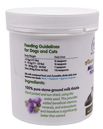 Vet's Advantage Polvo de Cardo de Leche Molido 100% Puro - para la Salud del Hígado y Desintoxicación a Perros y Gatos