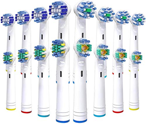 Vibeey 16 Recambios Cepillo para Braun Oral B, 4 Tipos de Cabezales de Cepillo de Dientes: 4 Cross, 4 Precision, 4 Floss y 4 3D White,Cabezales de Cepillo para Cepillos de Dientes Eléctricos Oral B