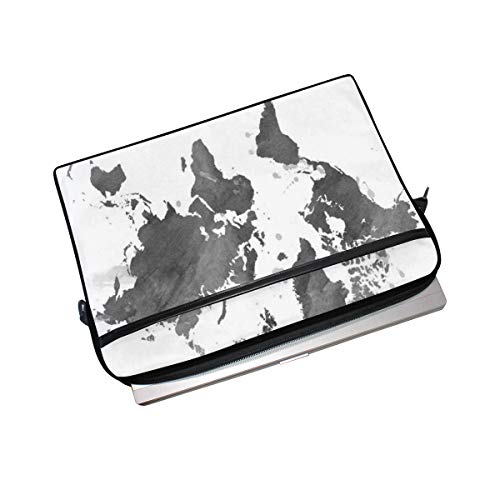 VICAFUCI Nuevo Bolso para portátil de 15-15.4 Pulgadas,Internacional Negro Forma Mapa Silueta Mundo Acuarela Blanco Pintura artística Día Europa Sorteo Atlas