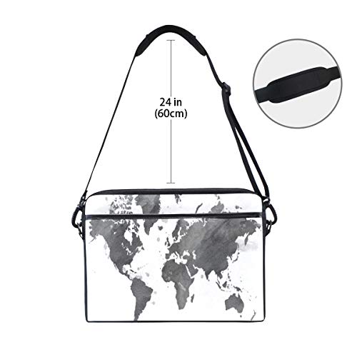 VICAFUCI Nuevo Bolso para portátil de 15-15.4 Pulgadas,Internacional Negro Forma Mapa Silueta Mundo Acuarela Blanco Pintura artística Día Europa Sorteo Atlas