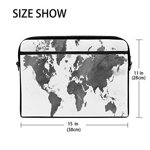 VICAFUCI Nuevo Bolso para portátil de 15-15.4 Pulgadas,Internacional Negro Forma Mapa Silueta Mundo Acuarela Blanco Pintura artística Día Europa Sorteo Atlas