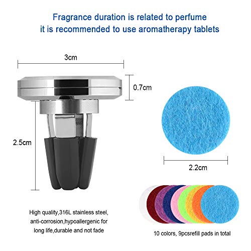 Vicloon Ambientador de Coche, Magnetica Difusor de Aceite Esencial Locket de Aromatherapy con 10 Pastillas de Fieltro de Repuesto, para su Coche, Oficina, Habitación u Otros Lugares Interiores (B)