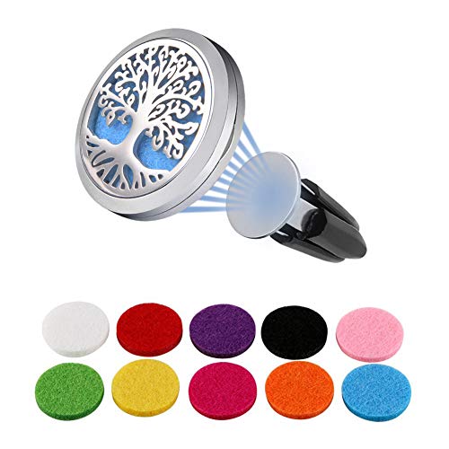 Vicloon Ambientador de Coche, Magnetica Difusor de Aceite Esencial Locket de Aromatherapy con 10 Pastillas de Fieltro de Repuesto, para su Coche, Oficina, Habitación u Otros Lugares Interiores (B)