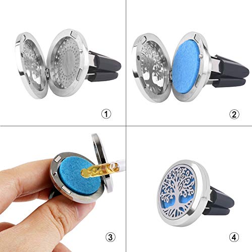 Vicloon Ambientador de Coche, Magnetica Difusor de Aceite Esencial Locket de Aromatherapy con 10 Pastillas de Fieltro de Repuesto, para su Coche, Oficina, Habitación u Otros Lugares Interiores (B)