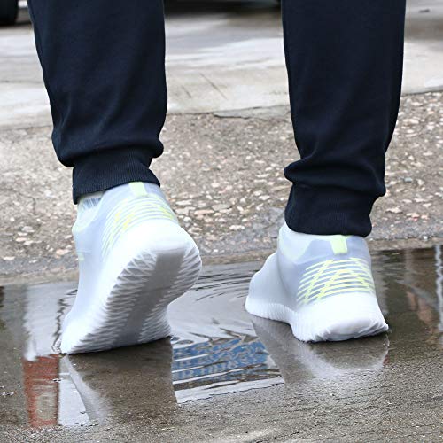 Vicloon Cubierta del Zapato, Cubierta del Zapato Impermeable, Funda de Silicona para Zapatos con Suela Antideslizante, Lavable Cubierta del Zapato Reutilizable Para Días de Lluvia(L, Blanco)