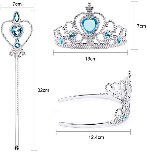 Vicloon - Disfraz de Princesa Elsa - Reino de Hielo - Vestido de Cosplay de Carnaval, Halloween y la Fiesta de Cumpleaños, Color Azul, Talla 120
