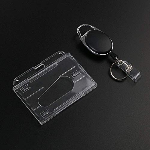 Vicloon Llaveros Retráctiles de Alta con Funda para Tarjeta,2 Tarjetas de Capacidad,Tarjetero de Doble Cara para Tarjetas de Ldentificación de Oficina,de Autobús