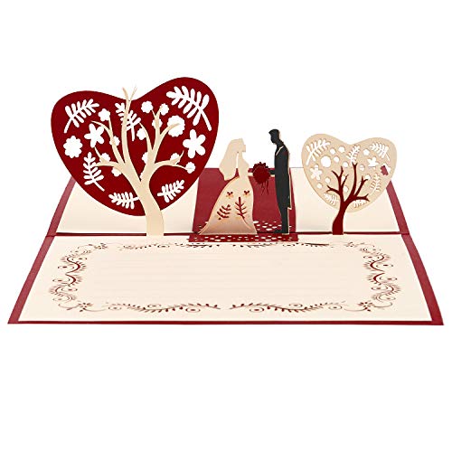 Vicloon Tarjeta de Felicitación de Boda Invitación, Tarjeta Regalo de 3D Pop-up con Sobre y Papel de Carta, Tarjeta de San Valentín de Cumpleaños para Novios, Novias, Aniversario, Navidad