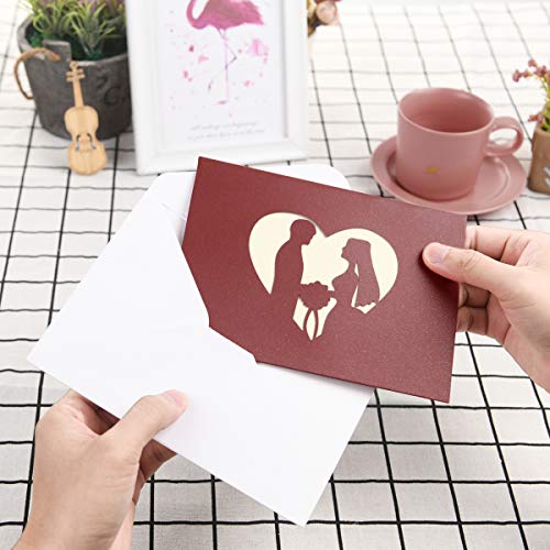 Vicloon Tarjeta de Felicitación de Boda Invitación, Tarjeta Regalo de 3D Pop-up con Sobre y Papel de Carta, Tarjeta de San Valentín de Cumpleaños para Novios, Novias, Aniversario, Navidad