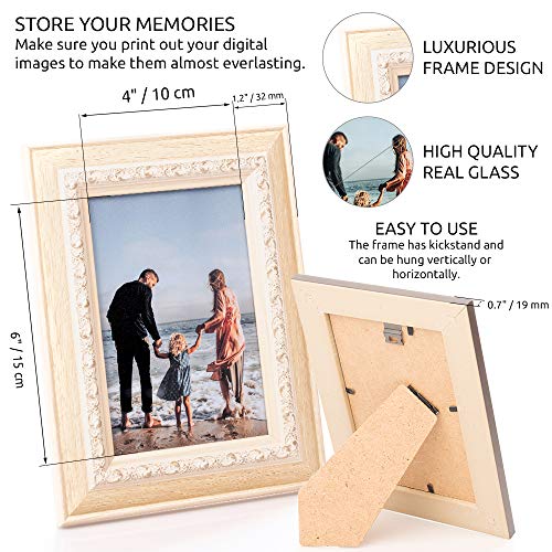 Victoria Collection Marco de Fotos - Marco de Fotos Estilo Barroco Clásico para Fotos Y Documentos - Horizontal, Vertical - para Hogar Y Oficina - Vidrio Real - Gran Regalo para Niños Y Adultos