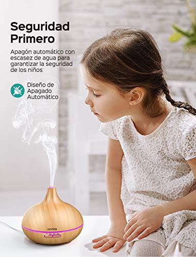 VicTsing 300ml Difusor de Aceites Esenciales, Difusor Aromaterapia de 7-Color LED, Función de Apagado Automático,Humidificador Ultrasónico Cool Mist sin BPA para dormitorio Hogar, Amarillo