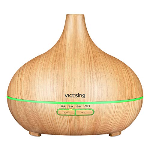 VicTsing 300ml Difusor de Aceites Esenciales, Difusor Aromaterapia de 7-Color LED, Función de Apagado Automático,Humidificador Ultrasónico Cool Mist sin BPA para dormitorio Hogar, Amarillo