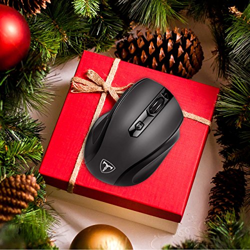 VicTsing Ratón Inalámbrico Mini, Portátil 2.4G con Receptor Nano, 6 Botones, 2400DPI, 5 dpi Adjustables (Negro)