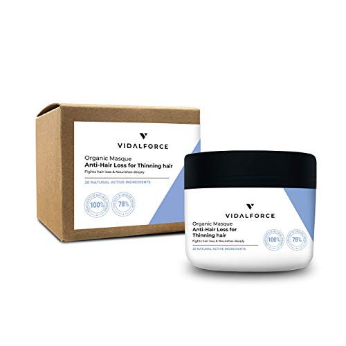 VIDALFORCE Mascarilla Anticaida Cabellos Finos y sin Volumen | Detox Argán Karite y Jojoba Natural | Mascarilla Pelo Profesional Peluquerias | 200ml
