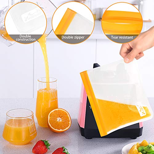 Viedouce Bolsas Reutilizables para Almacenamiento de Alimentos,Bolsas Congelar Reutilizables,Bolsas de Bocadillos,Bolsas Reutilizables para Fruta Sándwiches Verduras,A Prueba de Fugas,Sin BPA