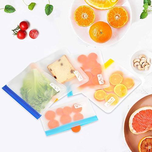 Viedouce Bolsas Reutilizables para Almacenamiento de Alimentos,Bolsas Congelar Reutilizables,Bolsas de Bocadillos,Bolsas Reutilizables para Fruta Sándwiches Verduras,A Prueba de Fugas,Sin BPA
