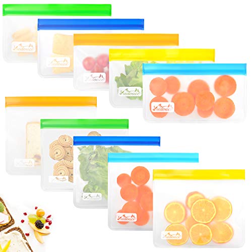 Viedouce Bolsas Reutilizables para Almacenamiento de Alimentos,Bolsas Congelar Reutilizables,Bolsas de Bocadillos,Bolsas Reutilizables para Fruta Sándwiches Verduras,A Prueba de Fugas,Sin BPA