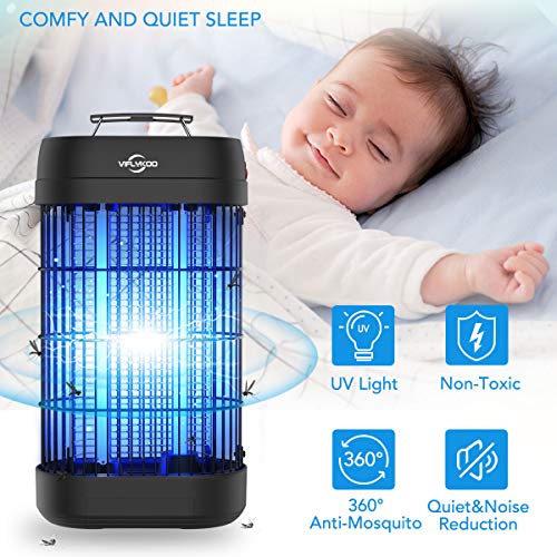 Viflykoo Lámpara Antimosquitos Electrico,Lámpara Anti Mosquitos Destructora de Insectos eléctrica 18W Sin químicos tóxicos,Trampas para Insectos Matamoscas Area efectiva 80㎡ Interior y Jardin