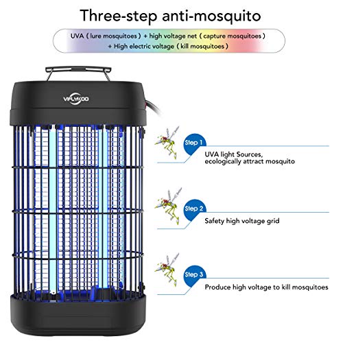 Viflykoo Lámpara Antimosquitos Electrico,Lámpara Anti Mosquitos Destructora de Insectos eléctrica 18W Sin químicos tóxicos,Trampas para Insectos Matamoscas Area efectiva 80㎡ Interior y Jardin