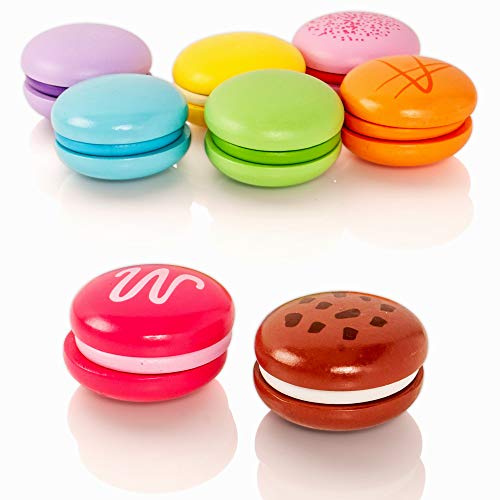 VIGA - Pack de 8 Galletas Macaron de Juguete - Madera