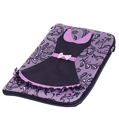 VIGAR Lulu Joyero de Viaje, Material: Tela Estampada Polyester. Banda Interior Acolchada: Poliamida. Bolsillos: PVC Transparente, Rosa/Negro, 19.5 x 2.5 x 28.50 cm