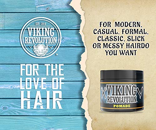 Viking Revolution Pomada para Cabello de Hombre- Estiliza y arregla tu cabello - Sujeción fuerte y firme,brillo intenso para el peinado de los hombres - para el cuidado masculino a base de agua