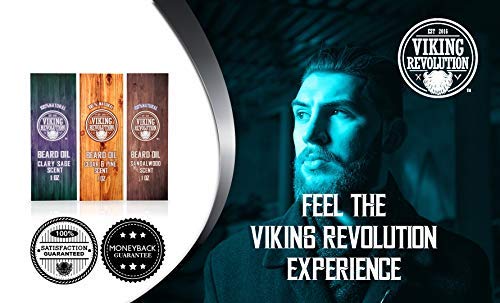 Viking Revolution Toda la variedad natural del aceite acondicionador para la barba y bigote, en un paquete de 3 aromas. Sándalo, Pino y Cedro, Salvia. Acondiciona y humecta.