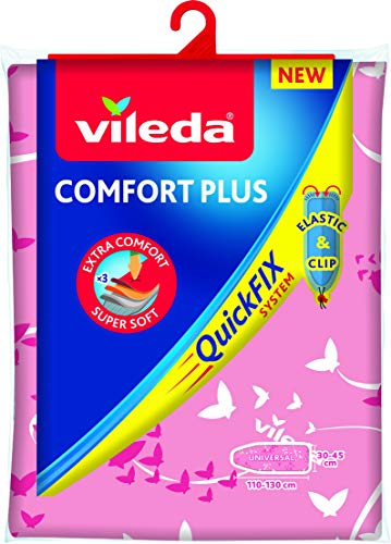 Vileda Comfort Plus Funda para Tabla de Planchar, Tela, Rosa, 137,5 x 45,5 cm