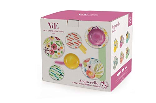 Villa d'Este Home Tivoli 2195333 - Acuarela de mesa de porcelana, 18 unidades