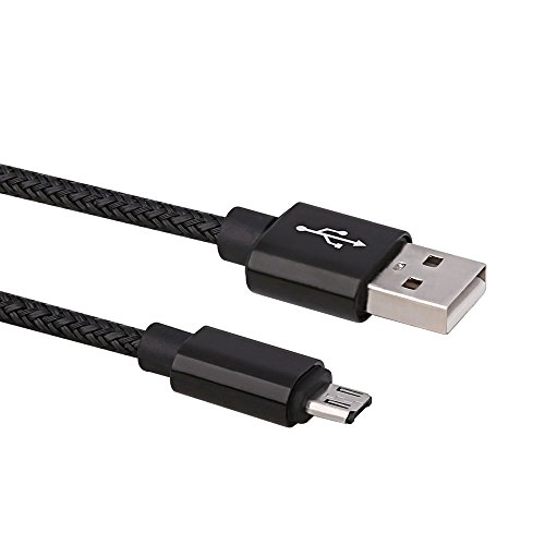 Vimoli Cable Micro USB Mini Cargador Carga Rapida 0,25m Cable Android de Nylon Fácil de Usar para Samsung Galaxy S7/S6/S4/S3, HTC, Sony, LG, Huawei, Xiaomi, Motorola, Kindle, PS4 (Negro)