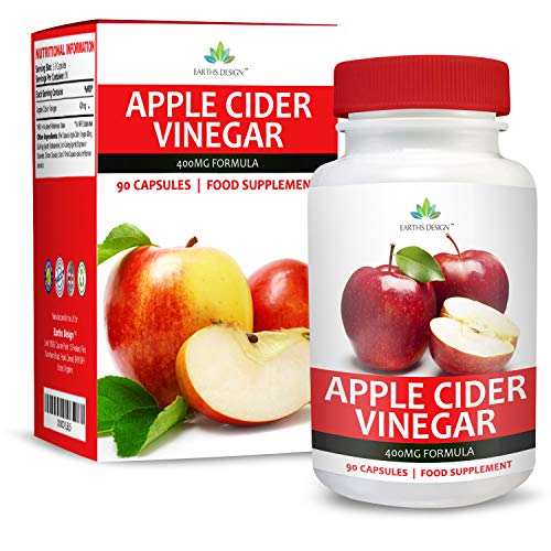Vinagre de Sidra de Manzana - 400 mg - Apple Cider Vinegar - 90 Cápsulas (Suministro Para 3 Meses) de Earths Design