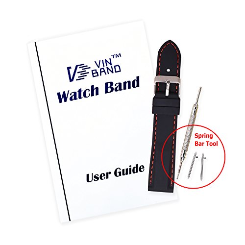 Vinband Correa Silicona Reloj Correa Suave Reemplazo de Banda de Acero Inoxidable Hebilla - 18, 20, 22, 24 mm Correas de Cuero para Reloj (22mm, Negro-Rojo)