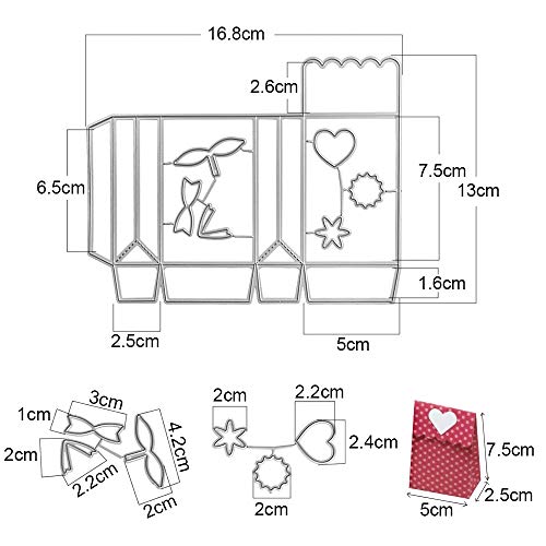 VINFUTUR 2pcs Troqueles Scrapbooking Cajas Regalo Dulce Troqueles Corte Metal Plantillas Troquelado Dies para Cajas Álbum Recorte Artesanía Papel DIY Manualidad