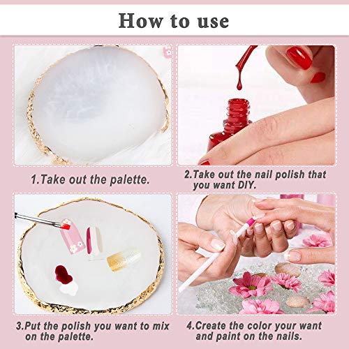 VINFUTUR Paleta Uñas de Resina Nail Art Palette Accesorios Manicura Utensilios Maquillaje para Arte Diseño DIY de Uñas-Blanco