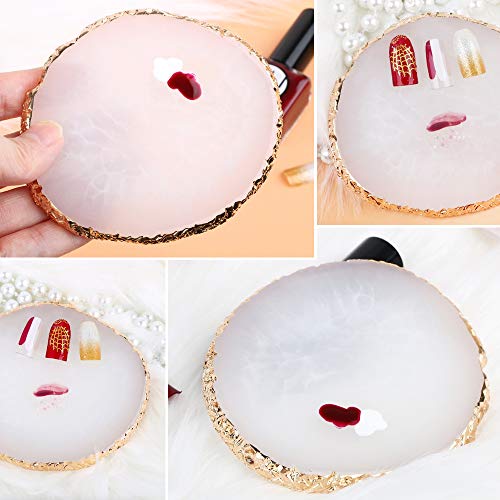 VINFUTUR Paleta Uñas de Resina Nail Art Palette Accesorios Manicura Utensilios Maquillaje para Arte Diseño DIY de Uñas-Blanco