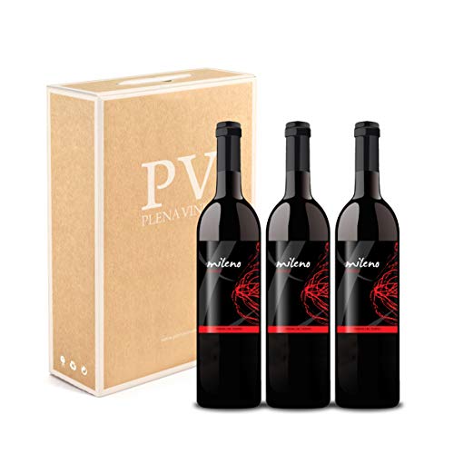 Vino Tinto Ribera del Duero Crianza con 12 meses en barrica. Estuche Pack de 3 botellas MILENO 75cl cosecha 2015.